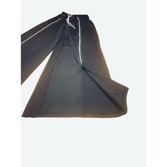 Daisy Street Wm’s Sz Med Black White Pinstripe High Rise Wide Leg Track Pants - Picture 3 of 6